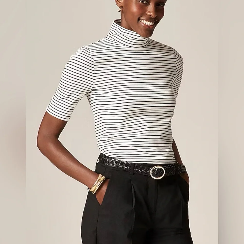 NWT J.Crew Stretch cotton-blend T-shirt in stripe size Small - Picture 2 of 6